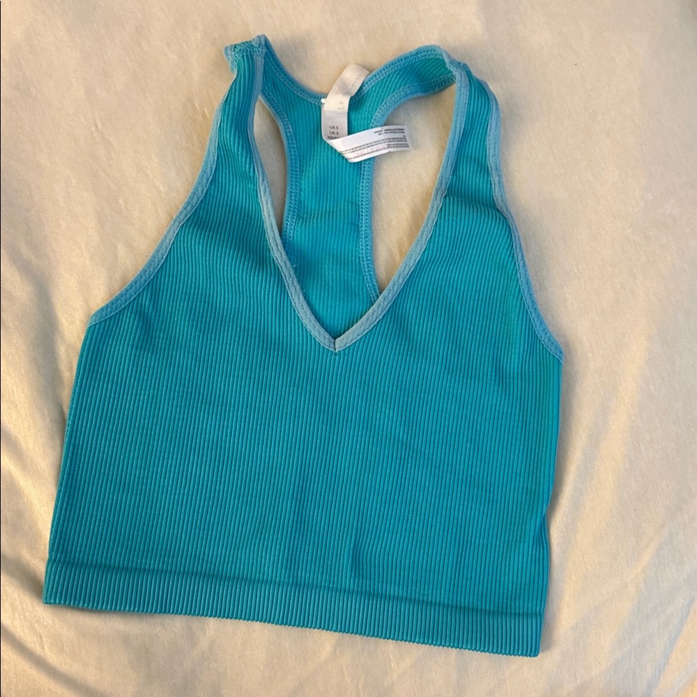Free People Cropped Ribbed Tank turquoise Small